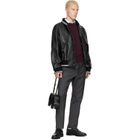 Thom Browne Black Raglan Sleeve Oversized Leather Blouson Jacket