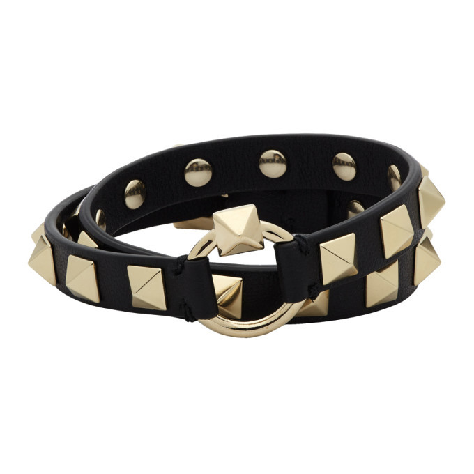 Photo: Valentino Black Valentino Garavani Rockstud Wrap Bracelet