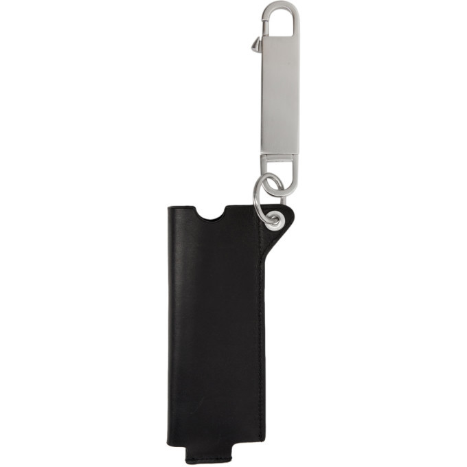 Rick Owens Black Leather Jumbo Lighter Case Keychain Rick Owens