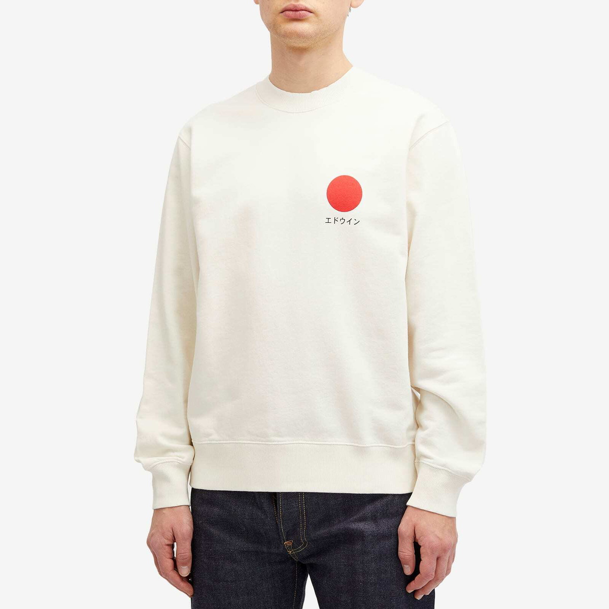 Edwin Men's Japanese Sun Crew Sweatshirt in Whisper White