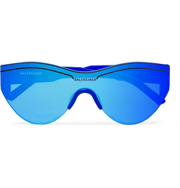 Photo: Balenciaga - Round-Frame Acetate Mirrored Sunglasses - Cobalt blue