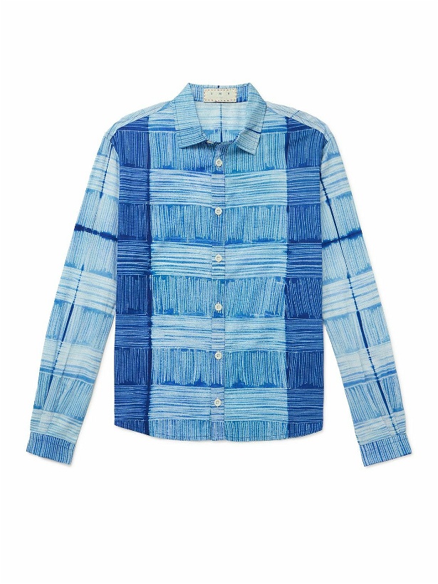Photo: SMR Days - Holbox Tie-Dyed Linen and Cotton-Blend Shirt - Blue
