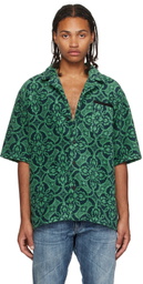 Marine Serre Green & Navy Bowling Shirt