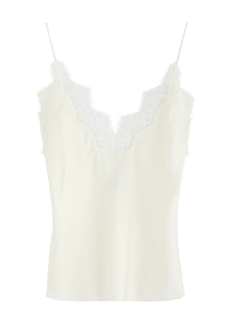 Rohe Lace-trimmed Silk-satin Camisole top Cream Róhe