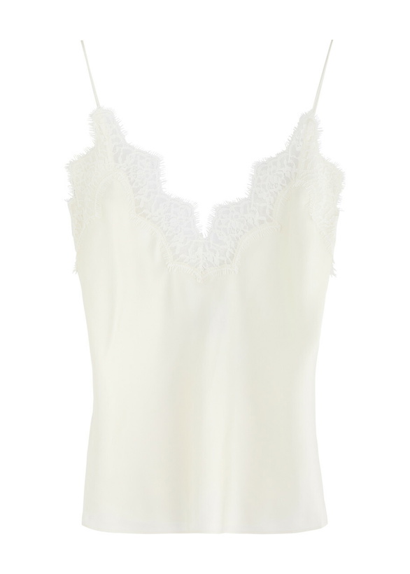 Photo: Rohe Lace-trimmed Silk-satin Camisole top Cream