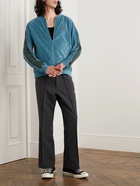 Needles - R.C. Webbing-Trimmed Cotton-Blend Velour Track Jacket - Blue