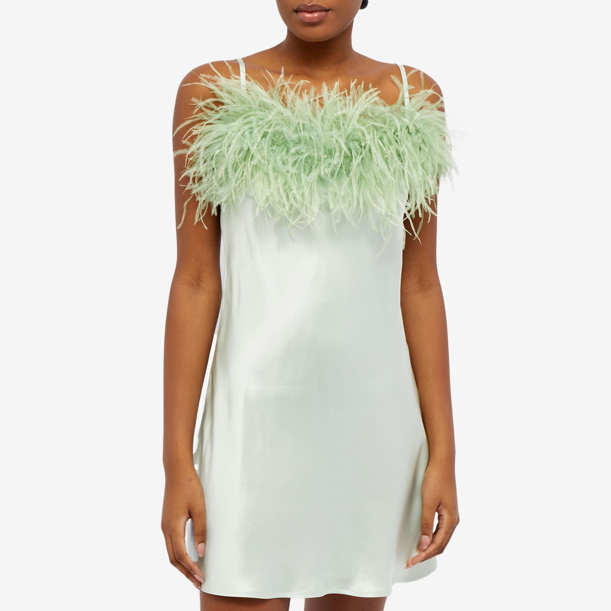 Boheme Slip Dress with Feathers in Dust Pink