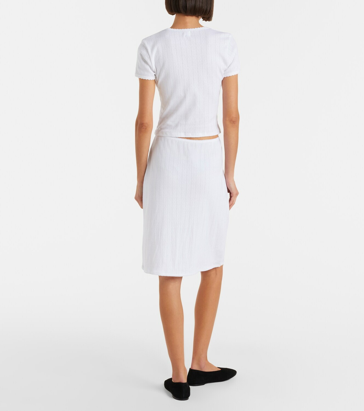 Leset Pointelle cotton midi skirt