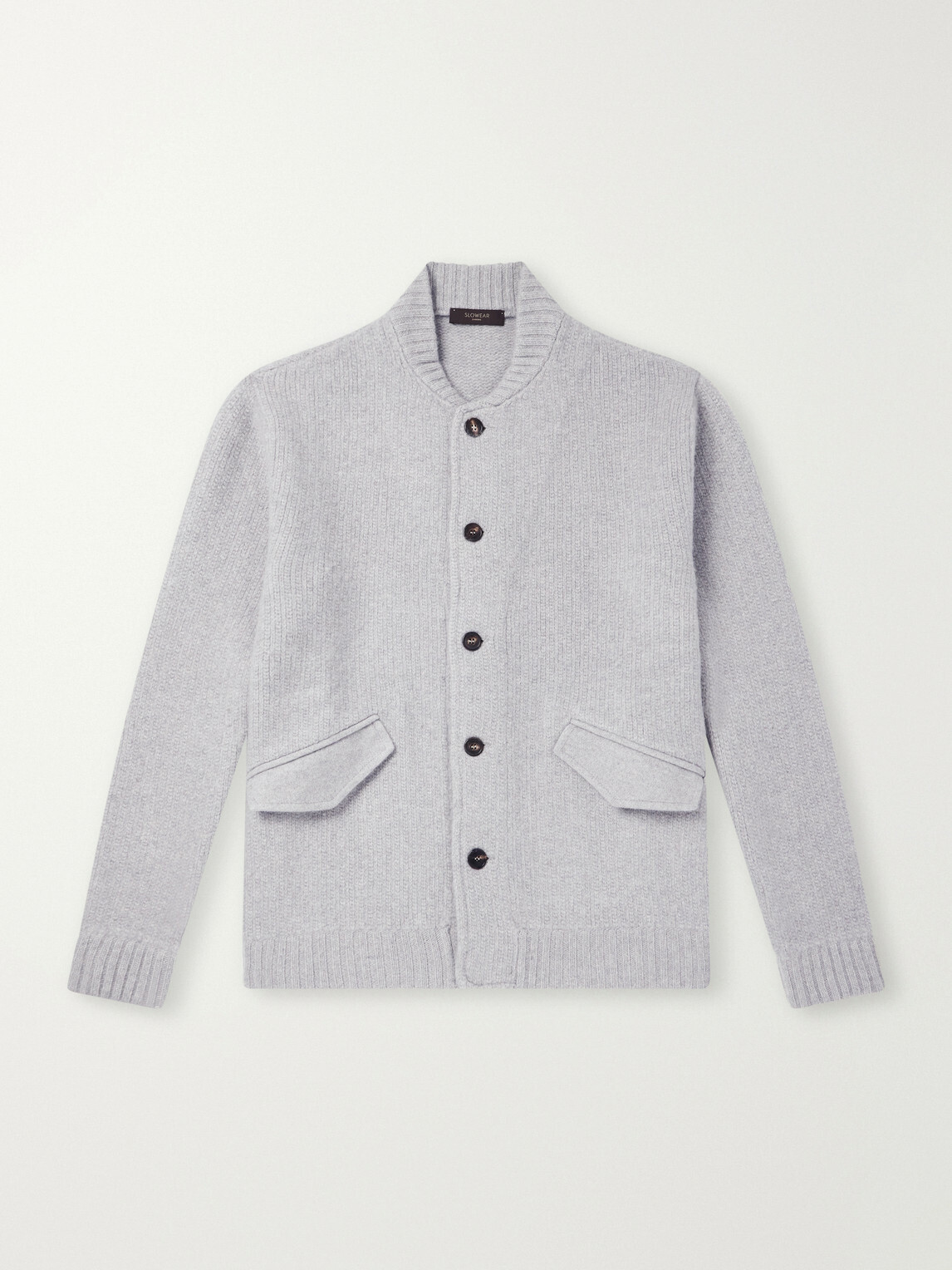 Slowear - Wool and Cashmere-Blend Knitted Bomber Jacket - Gray