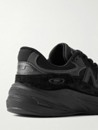 New Balance - 990 V6 Leather-Trimmed Suede and Mesh Sneakers - Black