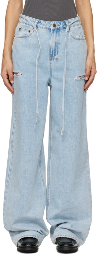 Photo: Ksubi Blue Baggy Rollin Kut Out Jeans