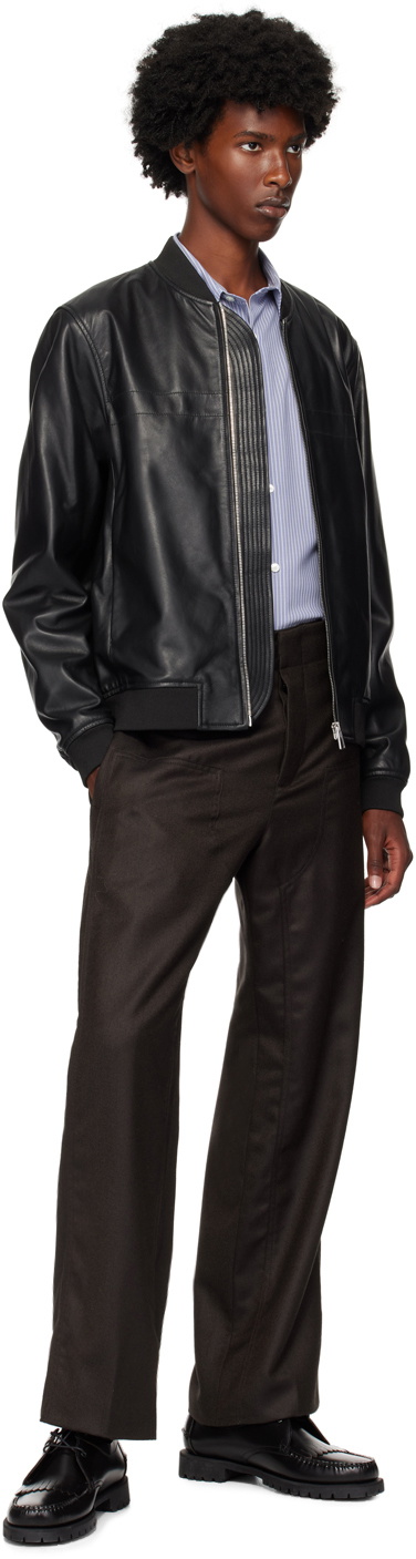 PS by Paul Smith Black Zip Leather Bomber Jacket
