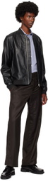 PS by Paul Smith Black Zip Leather Bomber Jacket