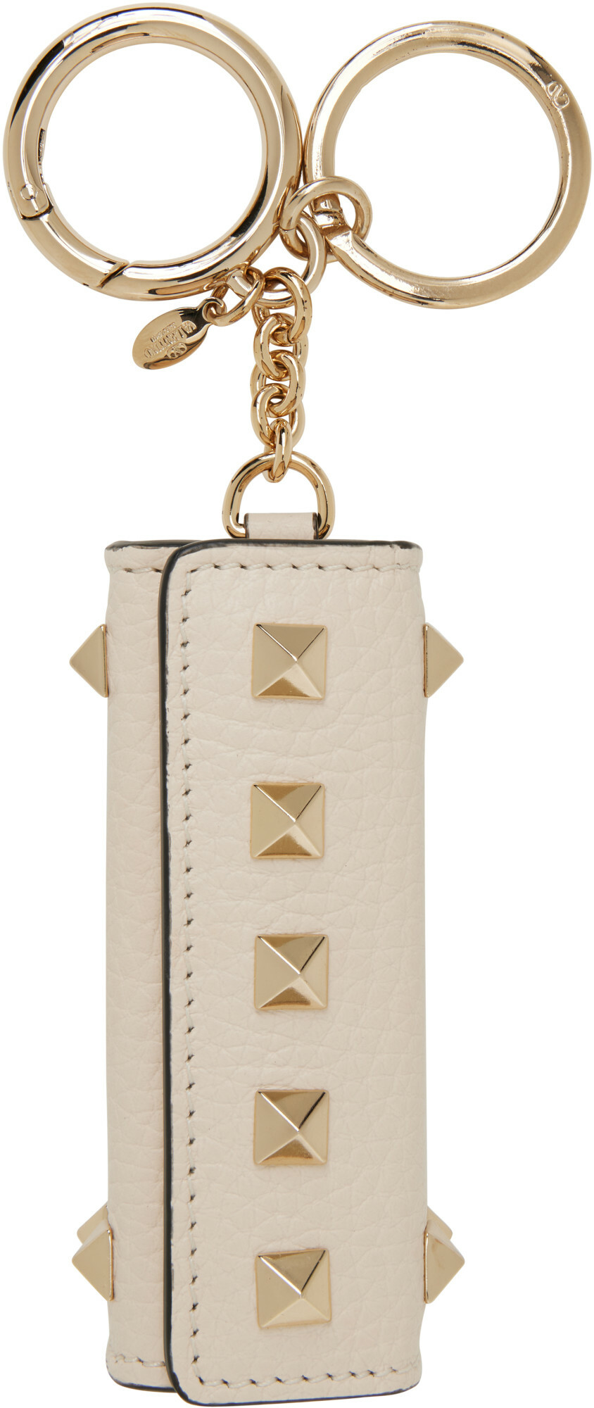 Valentino Garavani Beige Rockstud Charm Keychain