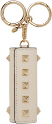 Valentino Garavani Beige Rockstud Charm Keychain
