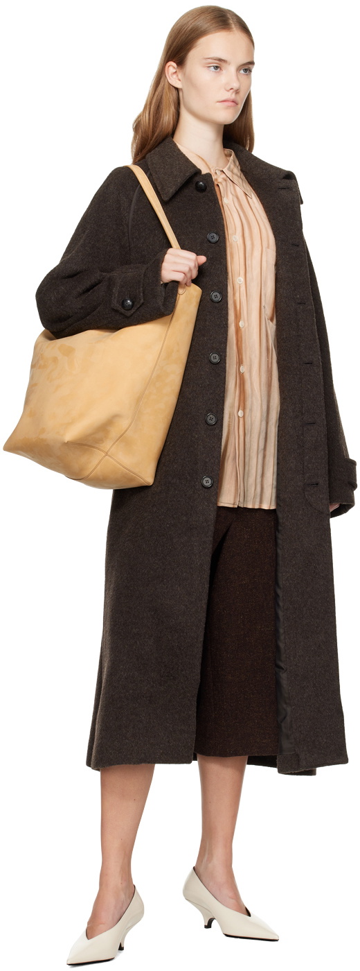 UMBER POSTPAST Brown Wool Raglan Long Coat