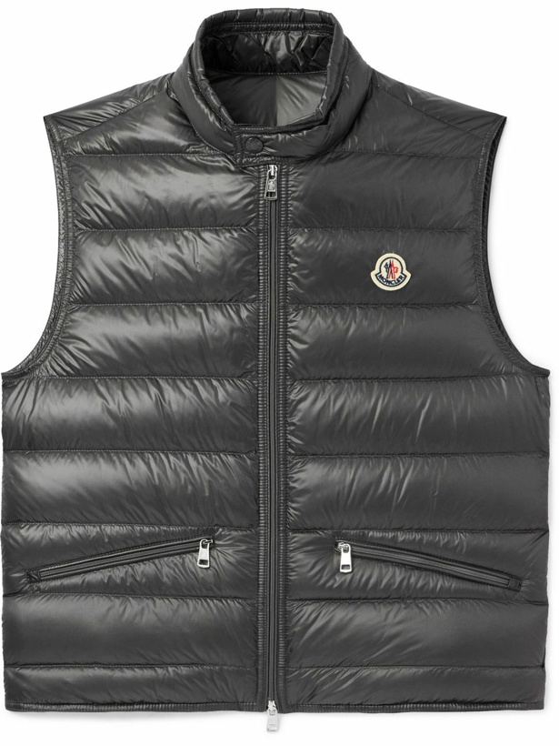Photo: Moncler - Gui Slim-Fit Logo-Appliquéd Quilted Shell Down Gilet - Gray
