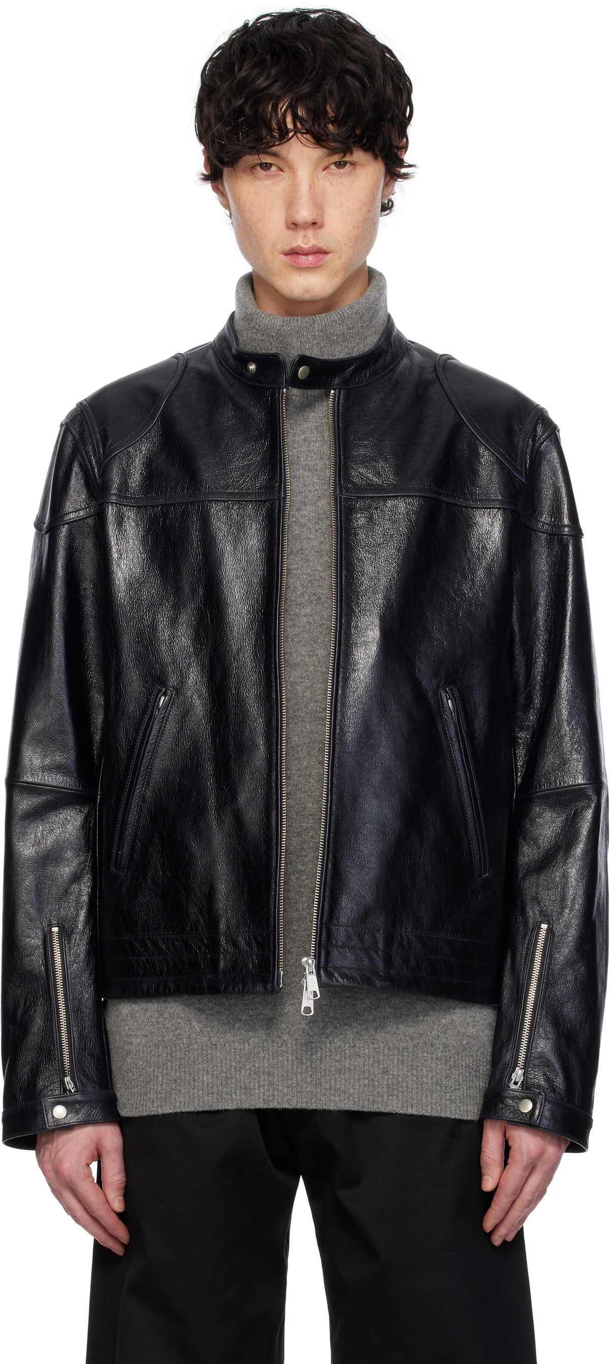 AFTER PRAY Black Mavericks Motorcycle Leather Jacket