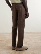 Mr P. - James Tapered Linen Drawstring Cargo Trousers - Brown