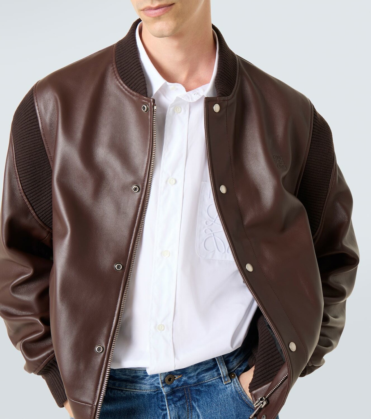 Loewe Anagram leather bomber jacket