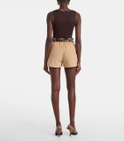 Xu Zhi Belted faux leather-trimmed shorts