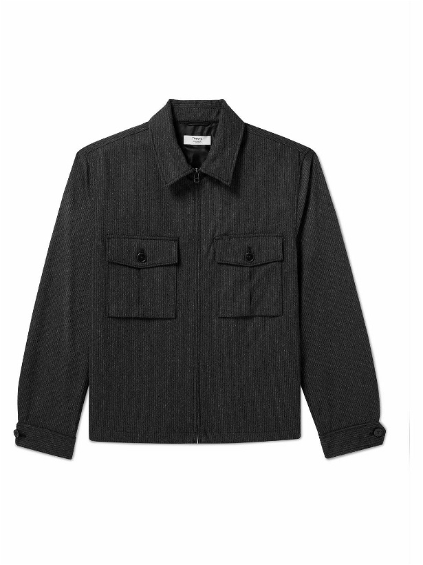 Photo: Theory - Lucas Ossendrijver Pinstriped Flannel Jacket - Black