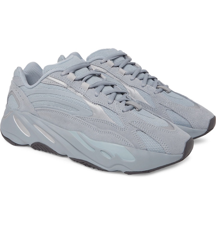 Photo: adidas Originals - Yeezy Boost 700 V2 Nubuck, Leather and Mesh Sneakers - Blue