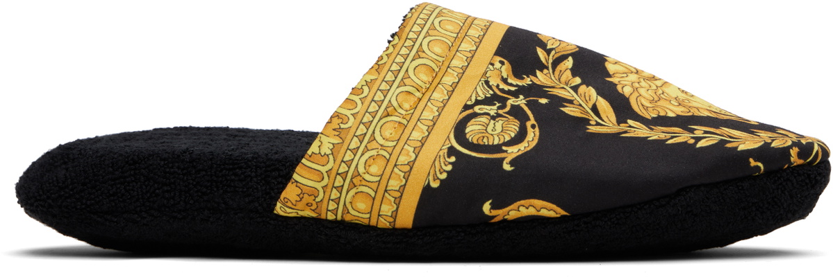 Versace Black 'I Heart Baroque' Slippers