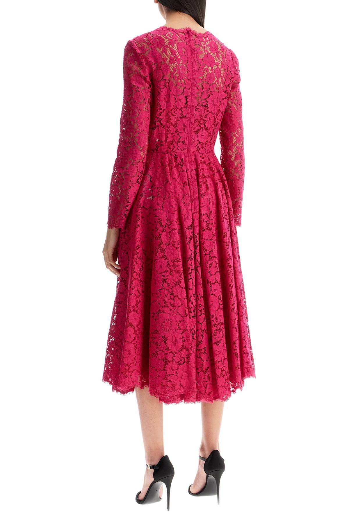 DOLCE & GABBANA shocking pink floral lace midi dress Pink Dolce & Gabbana