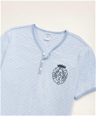 Brooks Brothers Men's Cotton Feeder Stripe Graphic Henley | Chambray/White
