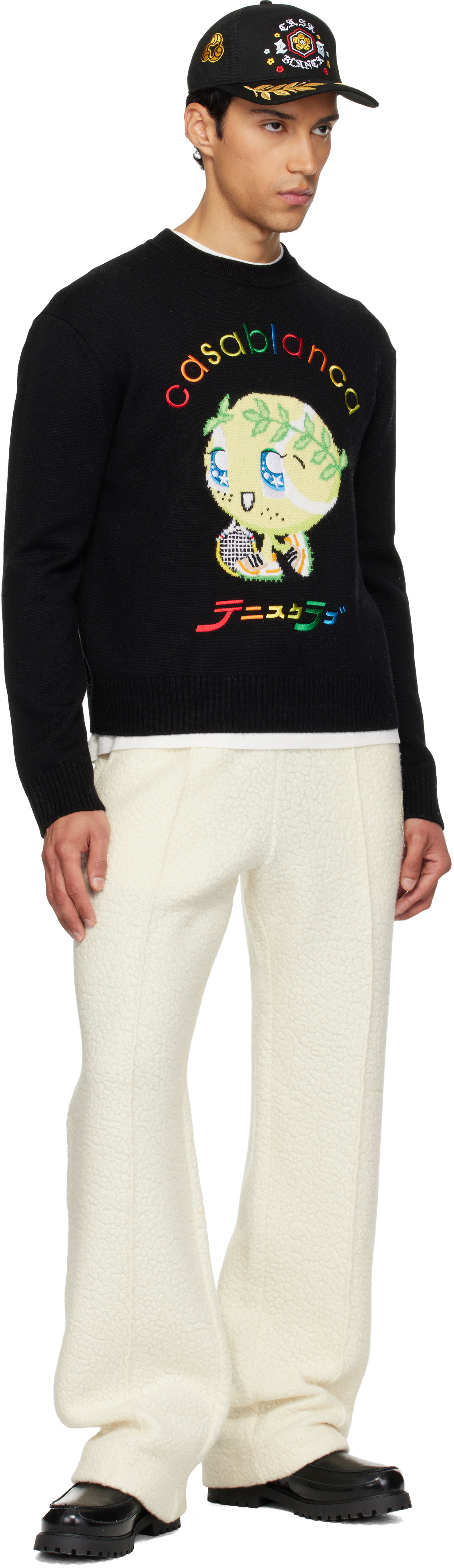 Casablanca Black Character Intarsia Crew Sweater