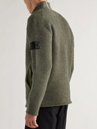 Stone Island Shadow Project - Logo-Appliquéd Textured-Knit Half-Zip Sweater - Green