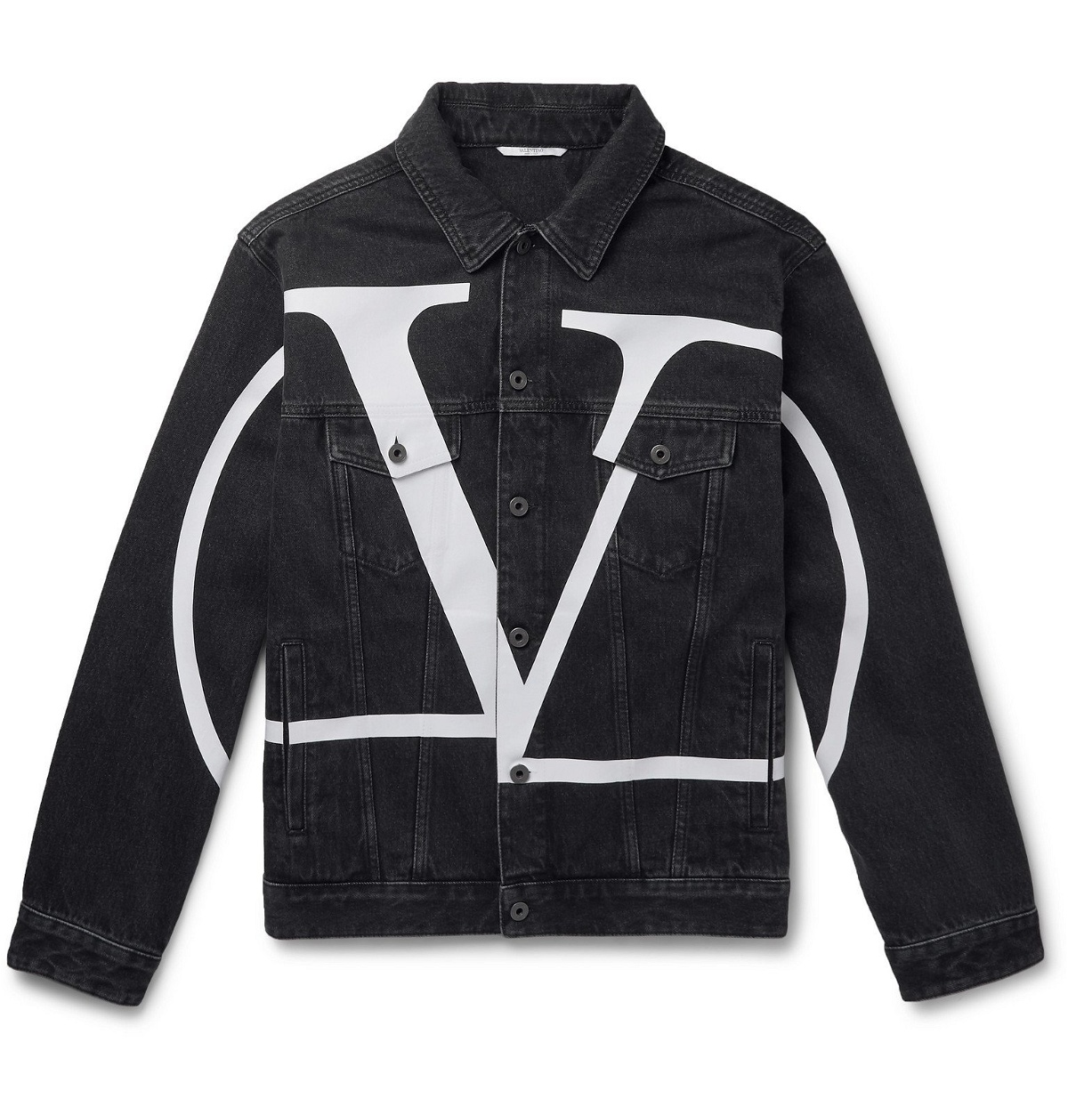 offer type scramble Valentino - Oversized Logo-Print Denim Jacket - Black Valentino