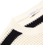 Boglioli - Striped Waffle-Knit Cotton Sweater - Neutrals