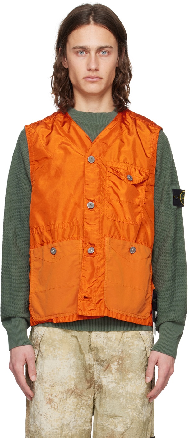 Photo: Stone Island Orange Garment-Dyed Vest