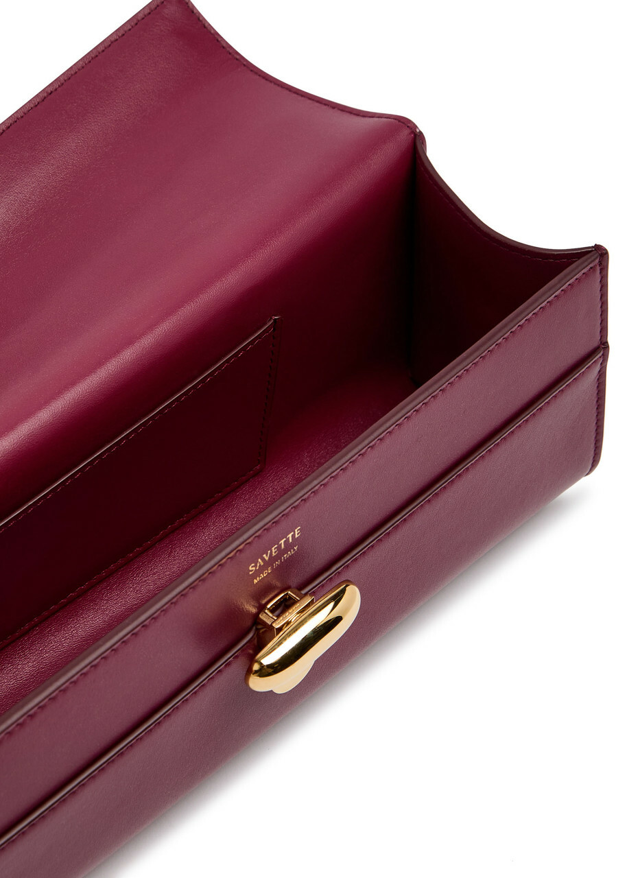 Savette Symmetry Slim Leather Pochette - Plum - One Size