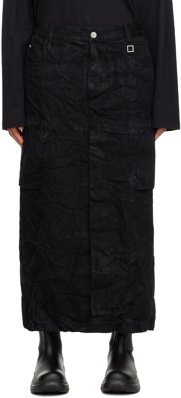 Photo: Wooyoungmi Black Crinkled Denim Maxi Skirt