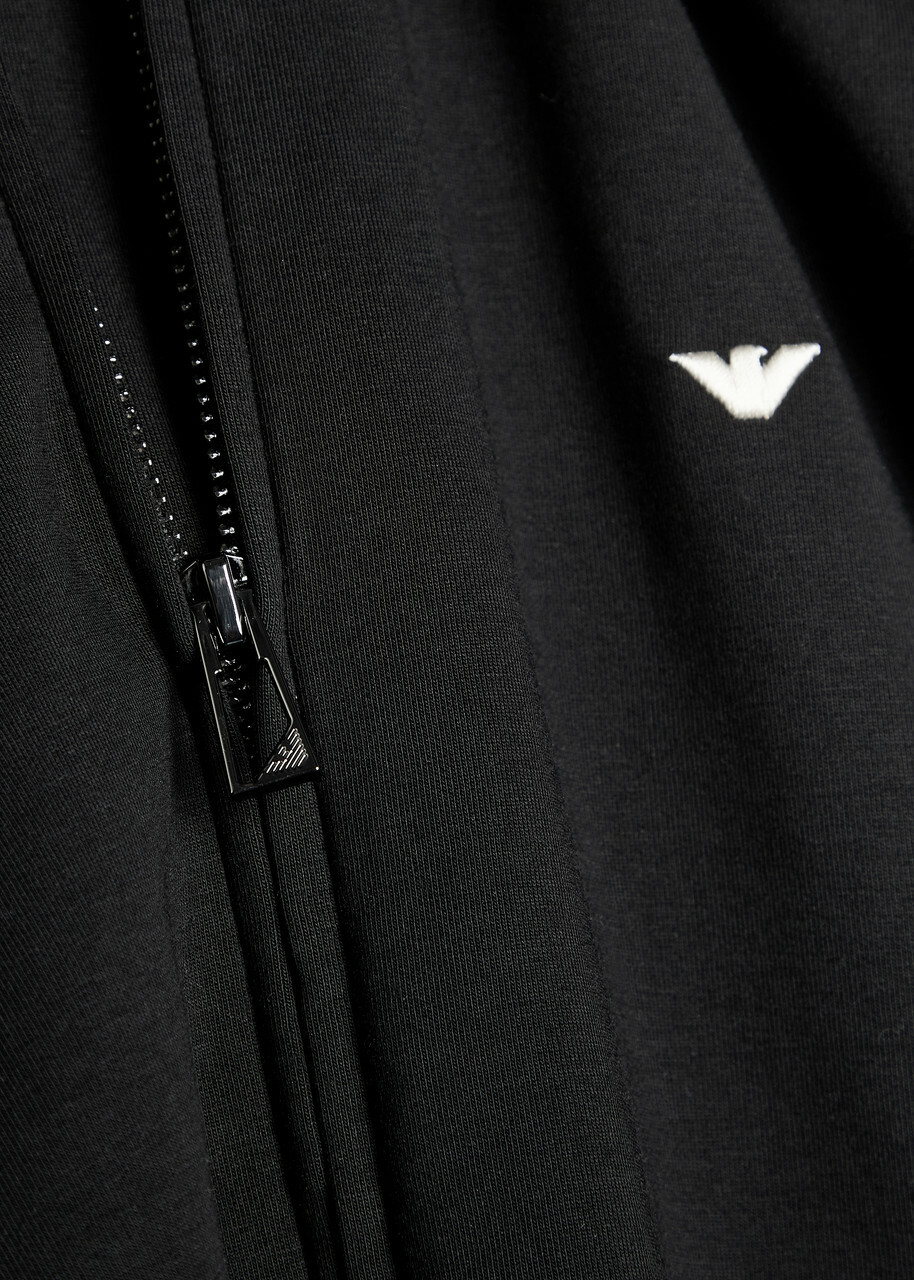 Emporio Armani Logo-embroidered Jersey Jacket Black