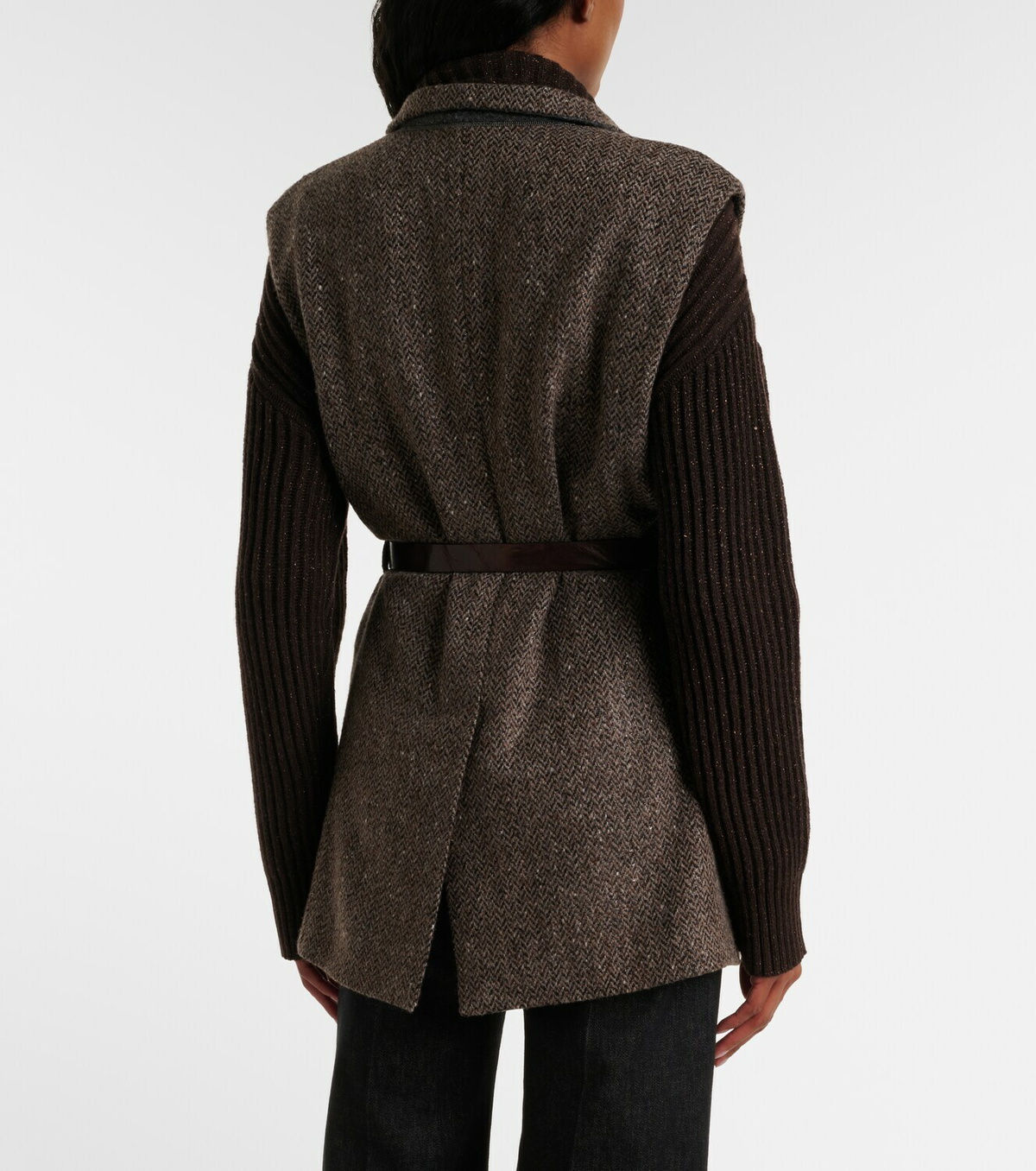 Brunello Cucinelli Monili herringbone sequined wool-blend vest