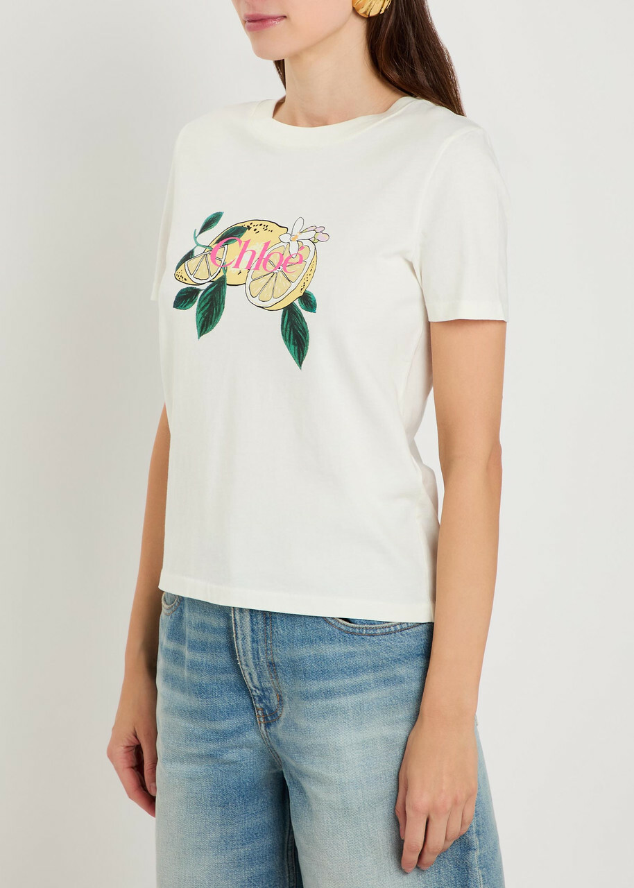 Chloe Printed Cotton T-shirt White
