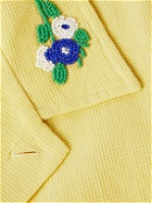 BODE - Chicory Camp-Collar Bead-Embellished Waffle-Knit Cotton Shirt - Yellow