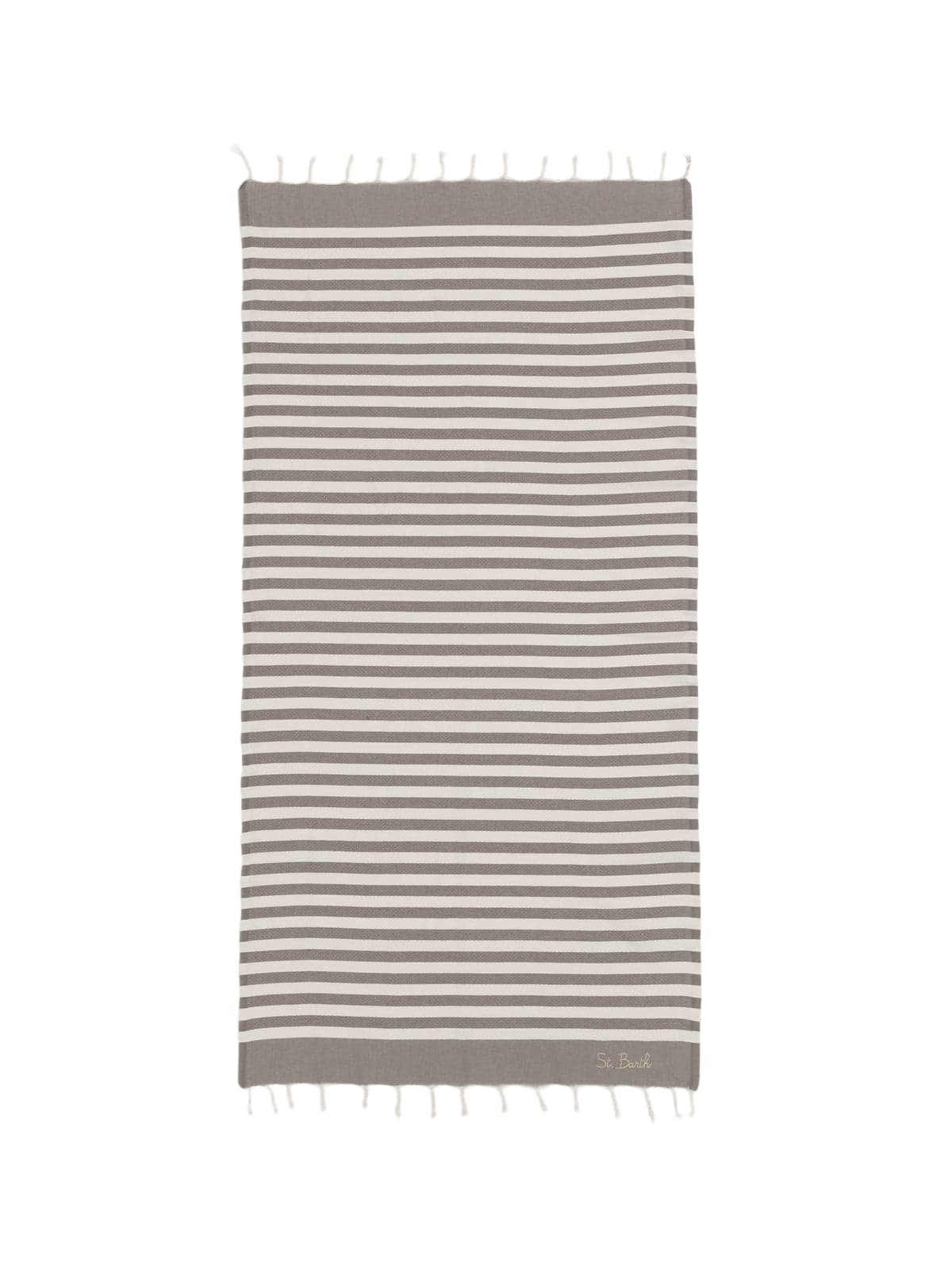 MC2 Saint Barth Cotton Beach Towel Fouta With Brown Striped Print