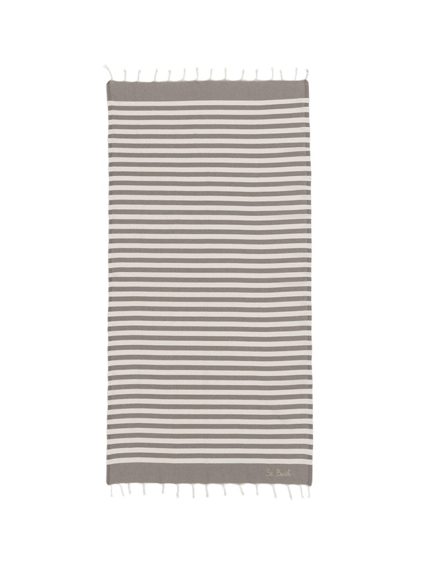Photo: MC2 Saint Barth Cotton Beach Towel Fouta With Brown Striped Print