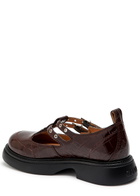 Ganni Everyday Butterfly Crocodile-effect Mary Jane Shoes Brown