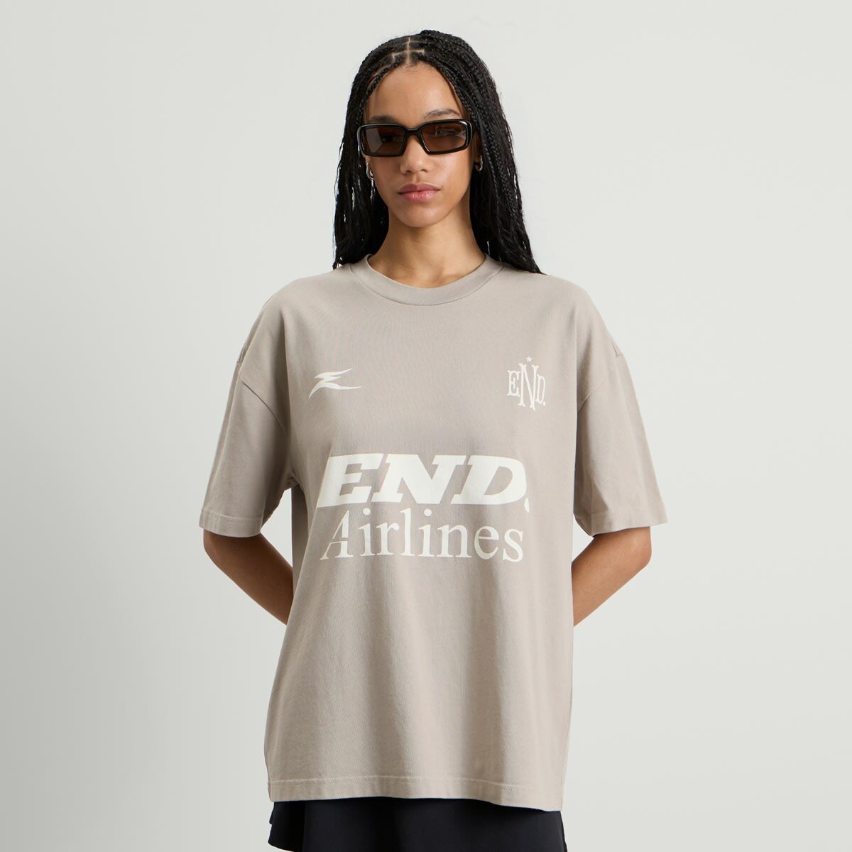 END. Airlines Short Sleeve T-Shirt in Ash Grey