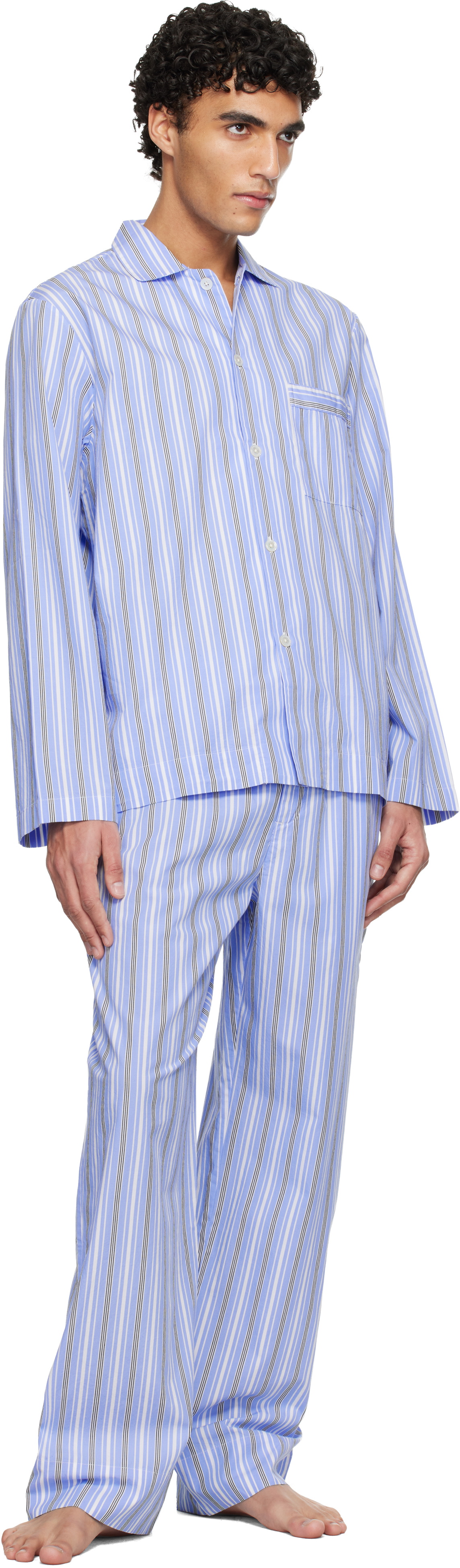Tekla Blue & White Poplin Pyjama Pants