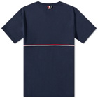 Thom Browne Men's Tricolor Stripe T-Shirt in Navy