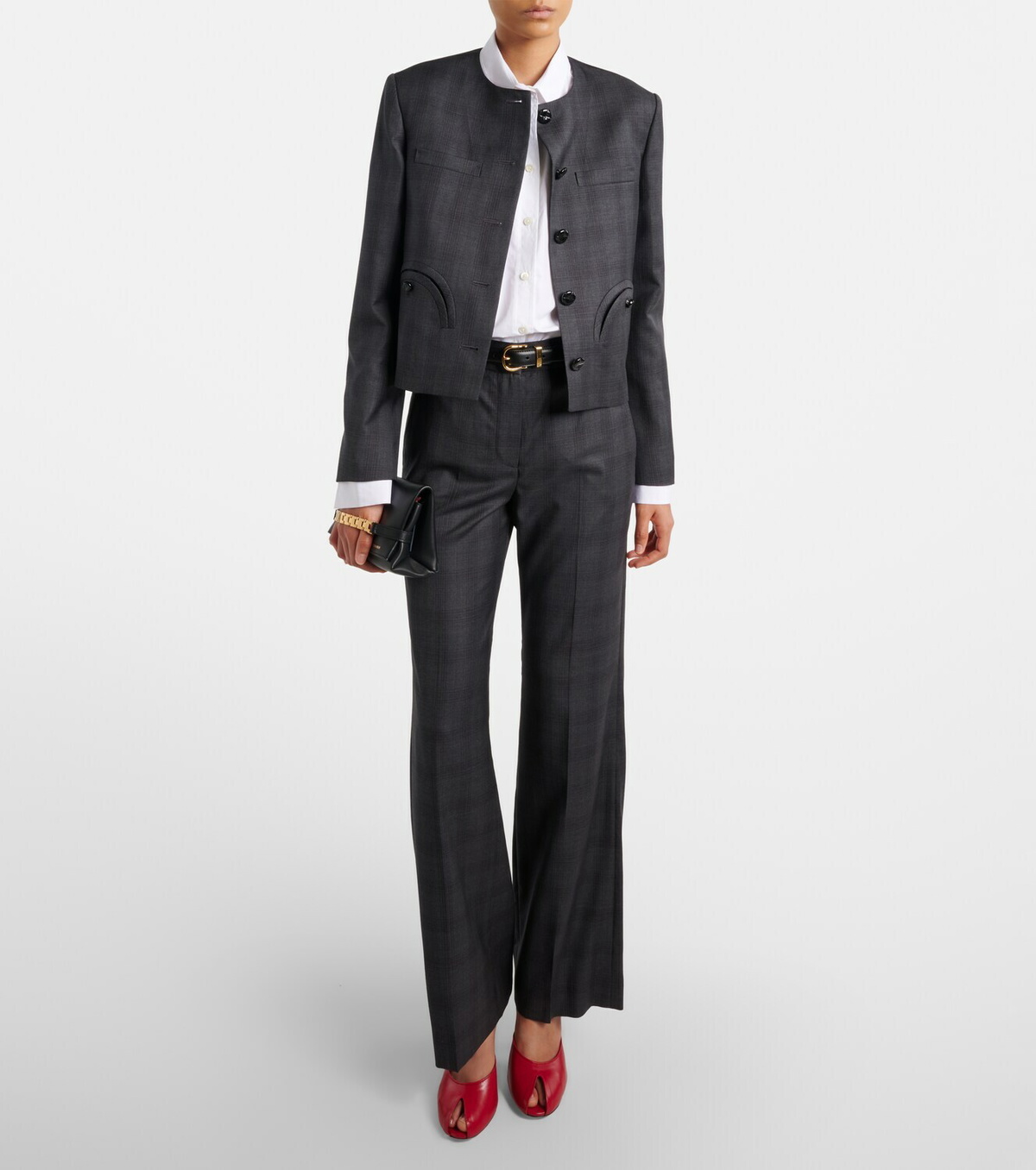 Blazé Milano Lundy checked virgin wool flared pants