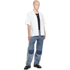 Marine Serre Blue Regenerated Denim Belted Baggy Jeans