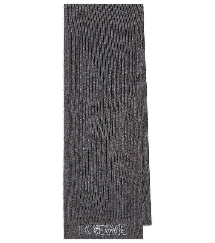 Photo: Loewe Logo ribbed-knit embroidered wool scarf